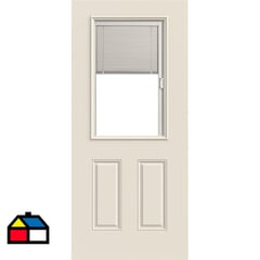 HOLZTEK - Puerta Medio Cuerpo Acero 75x200x4,5 Vidrio Termopanel Blanco