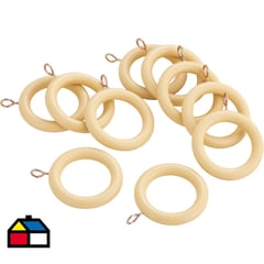 JUST HOME COLLECTION - Set de argollas para cortina 19 mm 10 unidades natural