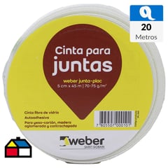 WEBER - 5cm x 20m Cinta de fibra de vidrio autoadhesiva para juntas