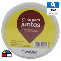 WEBER - 5cm x 152m Cinta de fibra de vidrio autoadhesiva para juntas