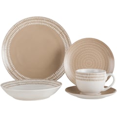 JUST HOME COLLECTION - Juego de Loza 30 Piezas Porcelana Gotas Beige