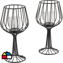 JUST HOME COLLECTION - Set de portavelas 2 unidades negro