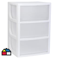 WENCO - Cajonera 3 Cajón Modular 39x71x46 cm Blanco/Transparente