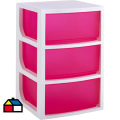 WENCO - Cajonera multiuso plástico 70x39x50 cm 3 cajones rosado