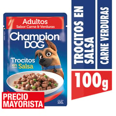 CHAMPION DOG - Alimento húmedo para perro adulto 100 gr carne y vegetales