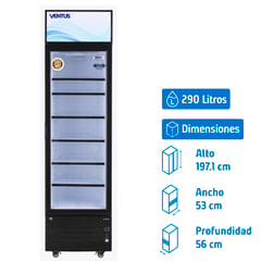 VENTUS - Visi-Cooler 1 puerta 290 litros negro