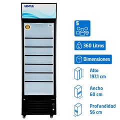 VENTUS - Visi-Cooler 1 puerta 360 litros negro