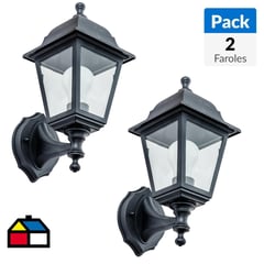 CASA BONITA - Pack 2 faroles de muro 60W Negro