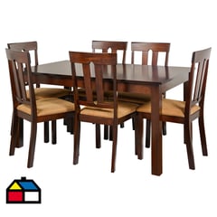 HOMY - Juego de comedor 6 sillas 140x75 Café