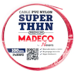 MADECO - Cable eléctrico Premium (Thhn) 14 Awg 100 m Rojo