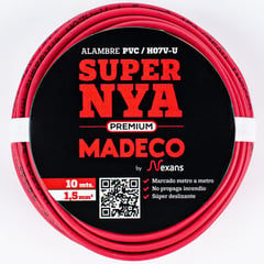 MADECO - Alambre de cobre aislado Premium (H07V-U) 1,5 mm2 10 m Rojo