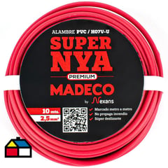 MADECO - Alambre de cobre aislado Premium (H07V-U) 2,5 mm2 10 m Rojo