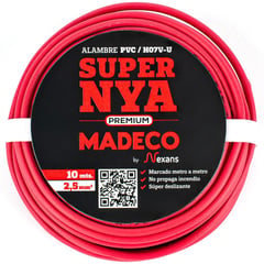 MADECO - Alambre de cobre aislado Premium (H07V-U) 2,5 mm2 10 m Rojo