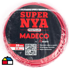 MADECO - Alambre de cobre aislado Premium (H07V-U) 2,5 mm2 25 m Rojo