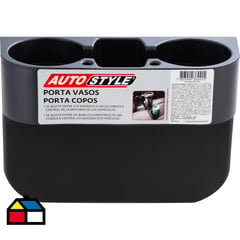 AUTOSTYLE - Posavasos doble para auto plástico 28x9,5x20 cm negro