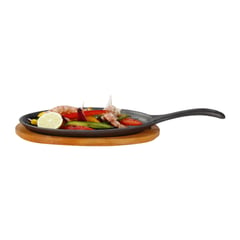 MR BEEF - Plancha para parrilla hierro fundido 25x18 cm con tabla