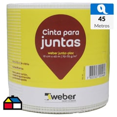 WEBER - 10cm x 45m Cinta de fibra de vidrio autoadhesiva para juntas