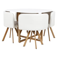 JUST HOME COLLECTION - Comedor 4 Personas Cuadrada 100x75x100 cm Blanco