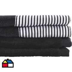 JUST HOME COLLECTION - Juego de toallas 380 gr 30x50 cm 2 unidades negro