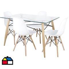 JUST HOME COLLECTION - Juego de comedor 4 sillas blanco