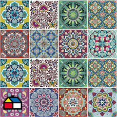 VALDECO - Set de azulejos adhesivos 15x15 cm MIX INDIA Multicolor 1 m2