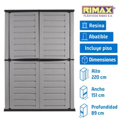 RIMAX - Bodega de jardín 90,4x155,8x220 cm de plástico gris