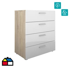 TVILUM - Comoda 4 cajones 70x40x82 blanco/oak