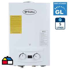 ALBIN TROTTER - Calefont Gas licuado 5 litros Tiro Natural