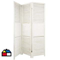 JUST HOME COLLECTION - Separador de ambientes madera 170x135 cm blanco