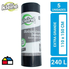 KLEINE WOLKE - Bolsa rollo 110x150 cm 240 litros 5 unidades negro