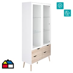 TVILUM - Vitrina Oslo 98x39x200 cm blanco/oak