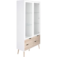 TVILUM - Vitrina Oslo 98x39x200 cm blanco/oak