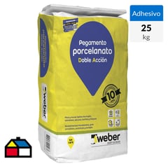 WEBER - Adhesivo Porcelanato Saco DA Piso y muro Superficie Rígido 25 kg