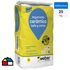 WEBER - Adhesivo Cerámico Piso/Muro Superficie Hidrófugo 25Kg