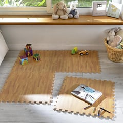 JUST HOME COLLECTION - Alfombra Puzzle Madera 60x60 cm Café