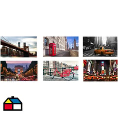 RONDA - Canvas ciudades 40x70 cm diseño colores surtidos