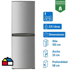 MADEMSA - Refrigerador Bottom Freezer Frío Directo 231 Litros Inox Nordik 415 Plus