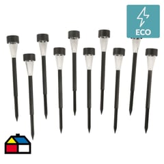 JUST HOME COLLECTION - Pack de estacas solares LED 10 unidades Negro