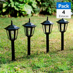 JUST HOME COLLECTION - Pack 4 estacas solares LED Negro