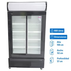 MAIGAS - Visi-Cooler 2 puertas 800 litros negro/blanco