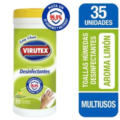 VIRUTEX - Toallas húmedas desinfectantes multiuso x35un limón