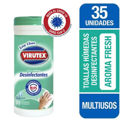 VIRUTEX - Toallas húmedas desinfectantes multiuso x35un fresh