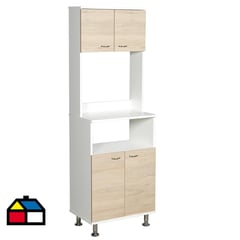 TUHOME - Mueble para microondas 54x160x35 cm Blanco y Oak