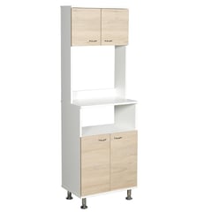 TUHOME - Mueble para microondas 54x160x35 cm Blanco y Oak