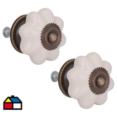 FIXSER - Set de perillas porcelana 40 mm 2 unidades crema