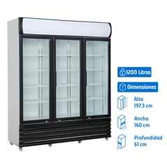 VENTUS - Visi-Cooler 3 puertas 1200 litros negro/blanco