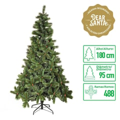 DEAR SANTA - Árbol de Navidad Compacto 488 Ramas Compacto 95x180 cm Verde