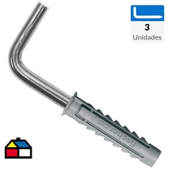 FISCHER - Tarugo sx8 +tornillo escuadra 3 unidades