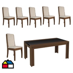 DECOCASA - Juego de Comedor 6 Sillas 160x90x77 cm