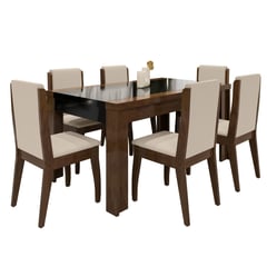 DECOCASA - Comedor 6 Sillas Rectangular 90x77x160 cm Café/ Negro